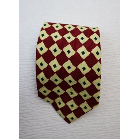 VAUDE MAZZEO - MEN'S RED & CREAM GEOMETRIC PRINT TIE - Picture 1 of 7